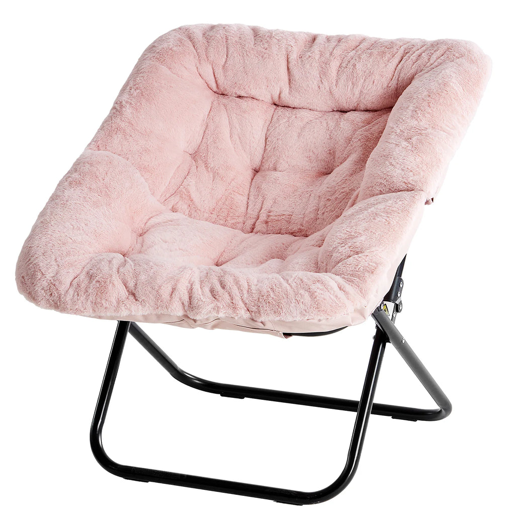 28IN Cozy Saucer Chairs Soft Faux Fur Large Size Folding Lounge