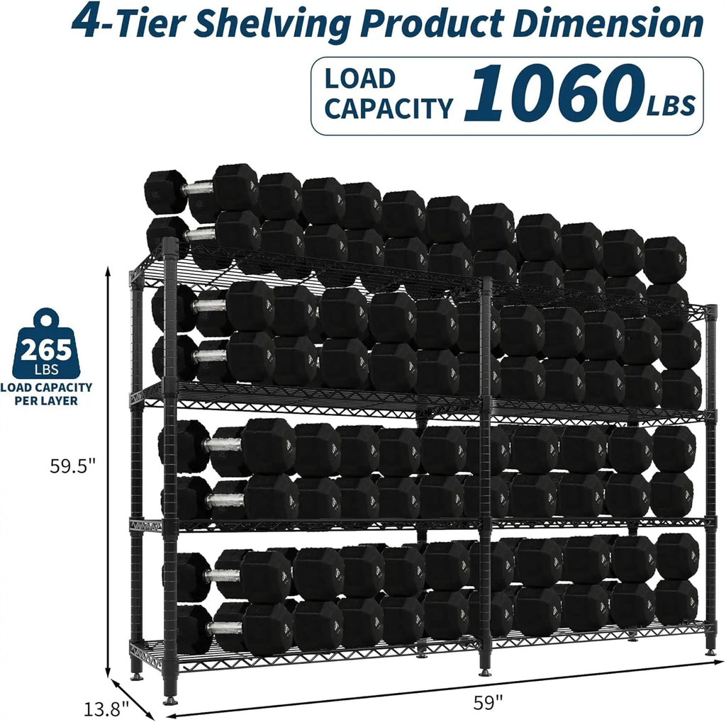 Heavy Duty Metal Shelving Unit 4-Tier Wire Rack Shelves for Storage