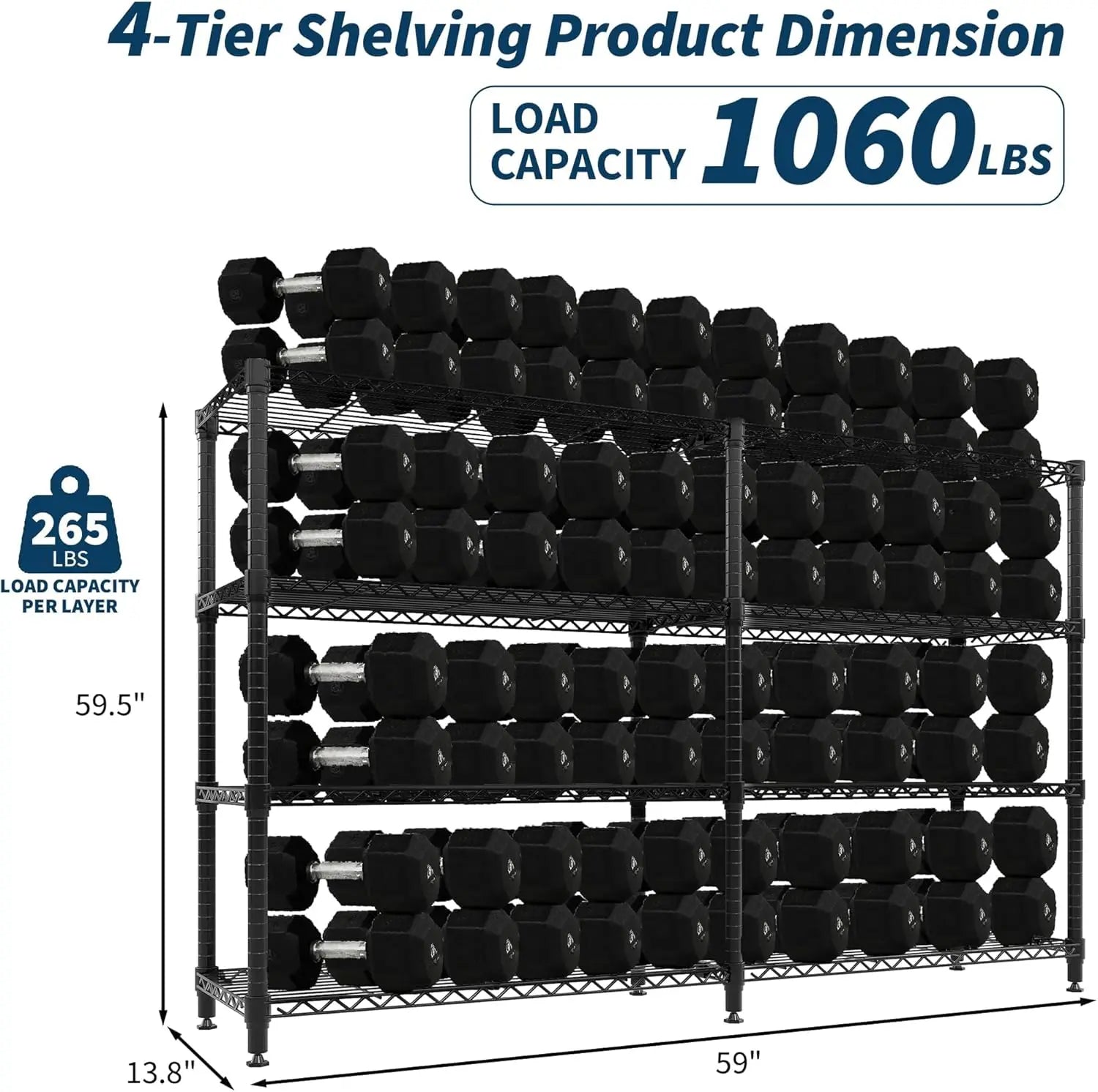 Heavy Duty Metal Shelving Unit 4-Tier Wire Rack Shelves for Storage