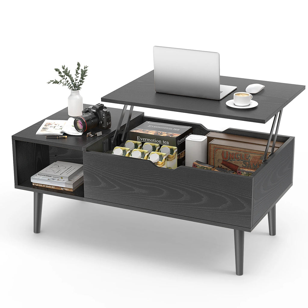 Lift Top Coffee Tables For Living Room 39.37"x19.7" Wood Dining Tables Adjustable Storage Shelf Easy Lift Or Lower