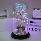 Mothers Day Rose Gifts, Eternal Crystal Flower Light Up Rose in Glass Dome with Butterfly Moth