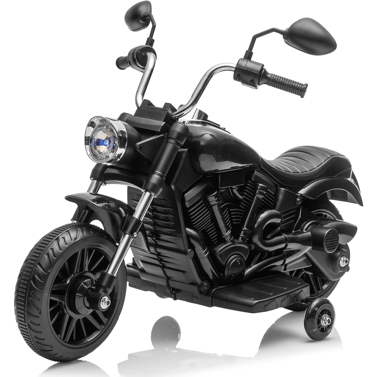 12V Battery Powered Kids Electric Motorcycle 3-Wheel Ride On Toy w/Training Wheels,Reverse,Headlight,Horn,Music,for Toddlers 3-6