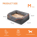 L XL 2XL 3XL Dog Bed, Super Soft Orthopedic Foam Pet Bed with Cotton-padded Bolster and Removable Cover