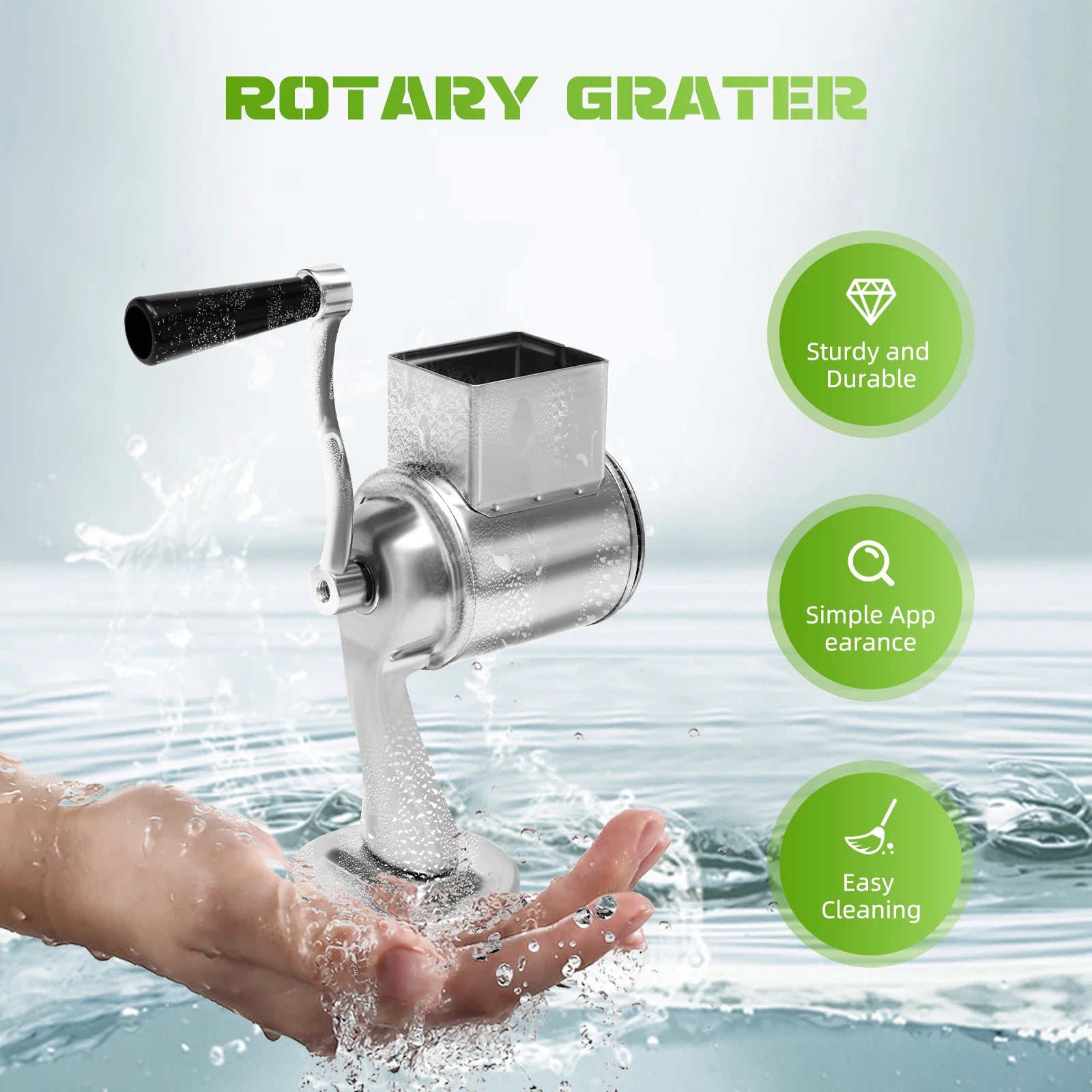 Rotary Grinder Set With 5 Drums, Vegetable Slicer, Cutter, Stainless Steel