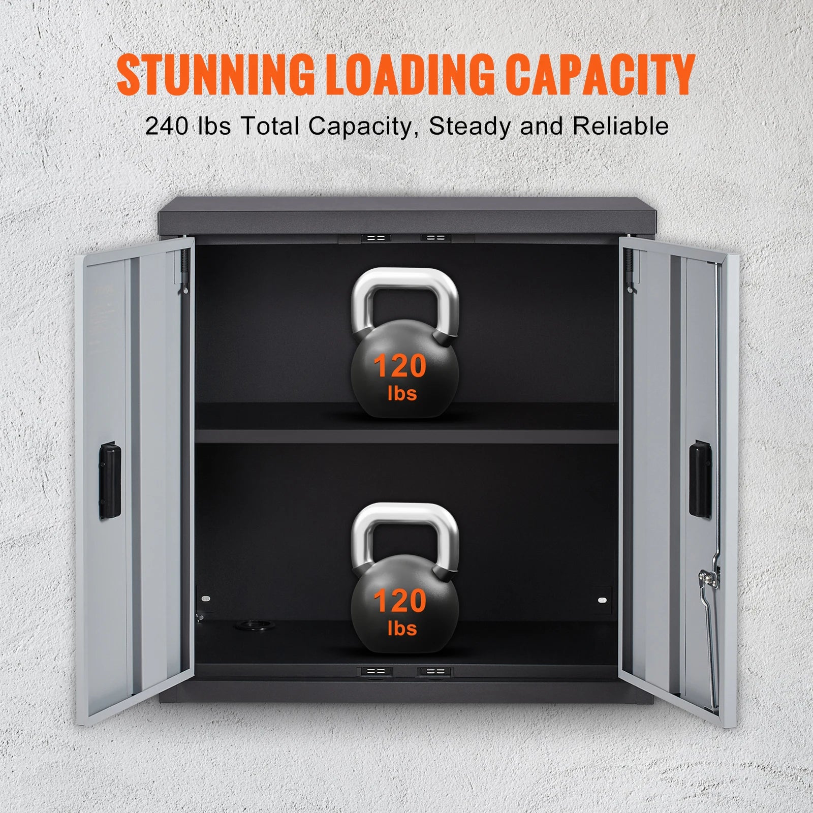 Wall Cabinet Metal Garage Locker Mounted Tool Chest Adjustable Shelf