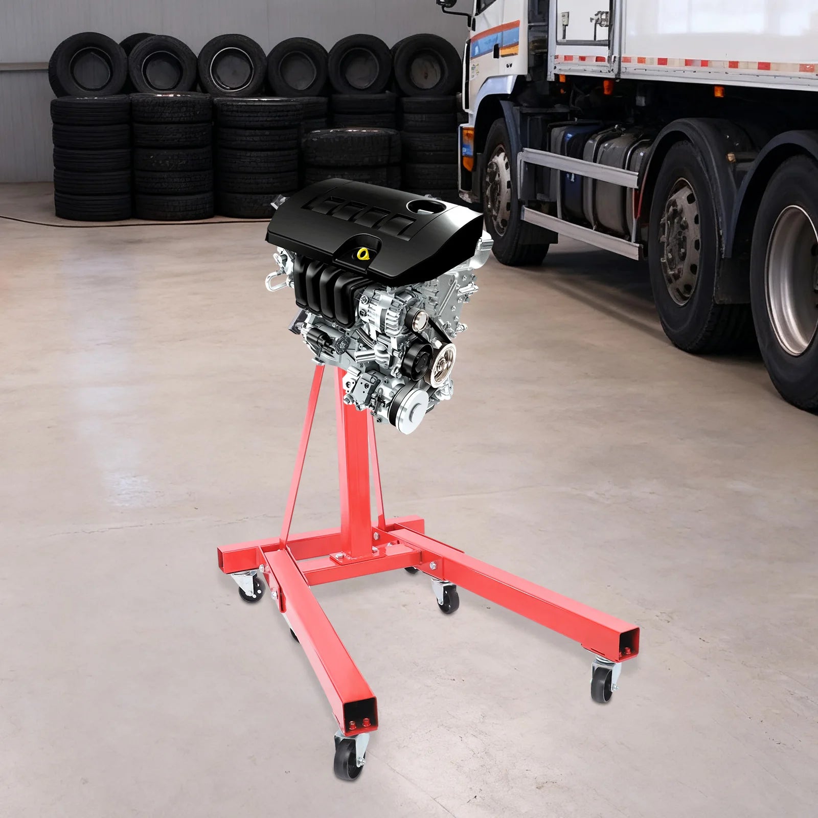 Engine Stand, Folding Rotating Engine Support, 2000lbs Torin Steel Stand, Adjustable Mounting Arm, 6 Swivel Wheels, Rustproof Epoxy Finish, For Car Truck Motor Engine Repair Rebuild, Workshop Garage Maintenance Tool