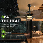 52'' Outdoor Ceiling Fan with Lights, Tropical Palm Leaf Fan, Wet Rated for Patio, Porch & Gazebo, Dimmable LED, 6-Speed,