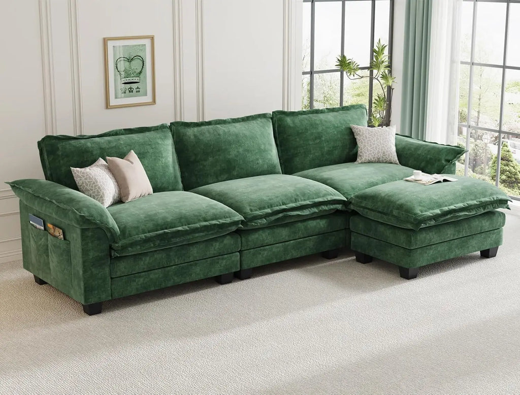 U-Shaped Modular Sectional Sofa, Cloud Couch with Ottoman,