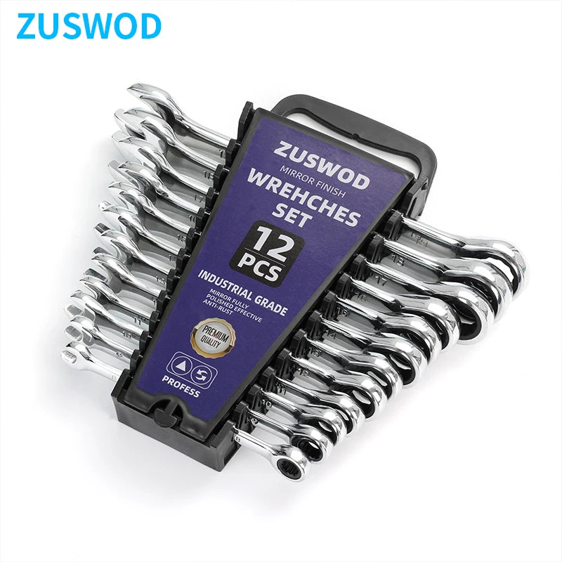 8-19mm Metric Wrench Set, Mirror Polished Chrome Vanadium Steel Bar Storage Box Combination Wrench Set, 72 Tooth Industrial Household Maintenance, Professional DIY Car Maintenance Manual Tool Set