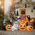 8ft Halloween Pumpkin Black Cat Tombstone Inflatable Yard Decor With Led Lights, Blow Up Outdoor Decoration For Lawn Garden Porch Party