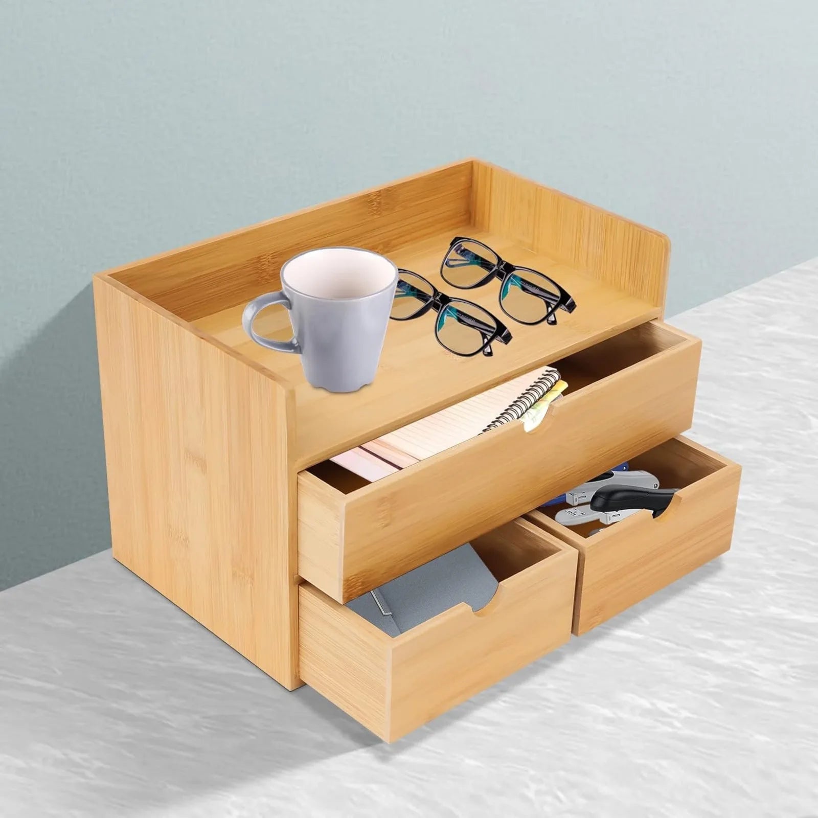 Mini-Tabletop Craft Box Cosmetic Storage Drawer with Handle