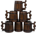 Set of 6 Wooden Beer Mugs with Stainless Steel Inserts, 10 OZ Capacity, Ideal for Men's Gifts on Father's Day or Christmas