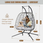 Double Hanging Egg Chair with Stand, Cushion