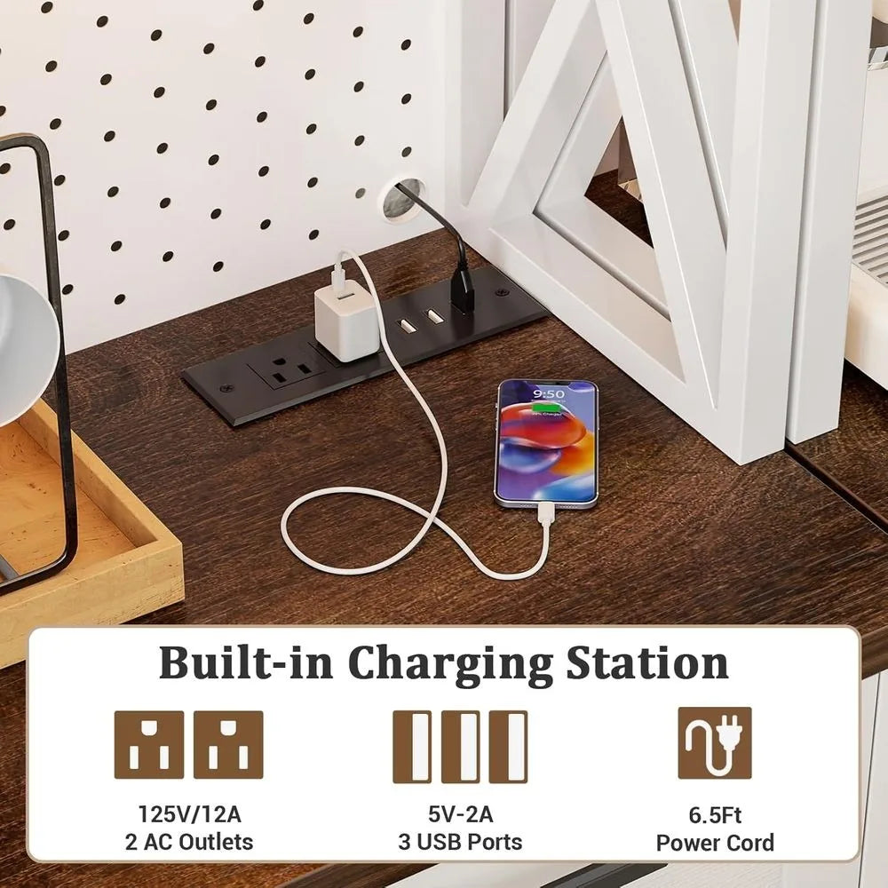 71" Tall Kitchen Pantry Storage Cabinet with LED Light & Outlet