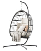 Double Hanging Egg Chair with Stand, Cushion