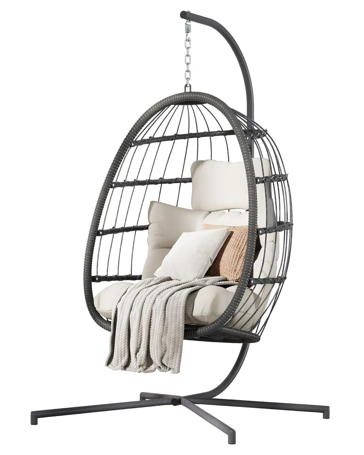 Double Hanging Egg Chair with Stand, Cushion