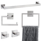 Brushed Gold Bathroom Hardware Accessorie Set 23.6 Inch Towel Bar Set 5-Pieces Towel Rack&Holder Set for Bathroom,Upgraded Toilet Paper Holder with Shelf,Stainless Steel Wall-Mounted
