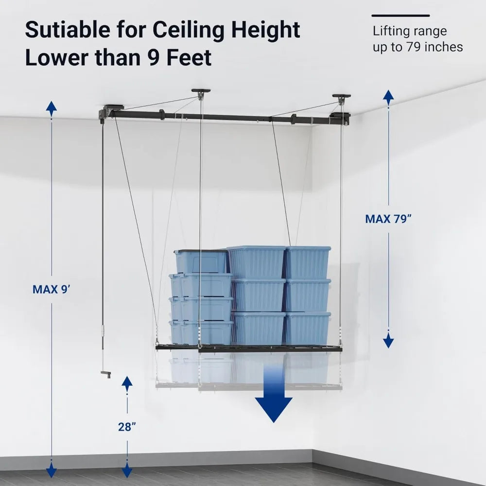 Heavy-Duty 4x4 Ft Garage Ceiling Storage Rack,