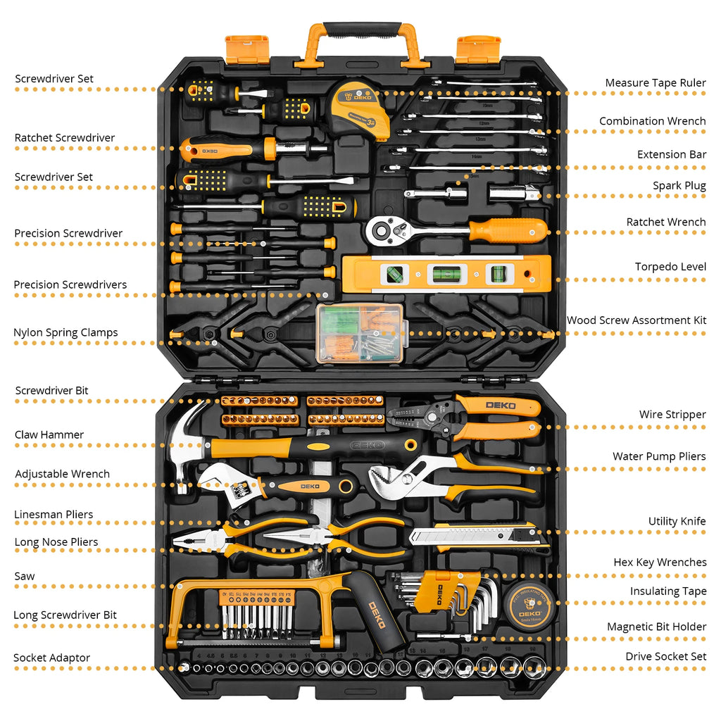 228Pcs Combination Tool Kit with Plastic Toolbox Storage Case