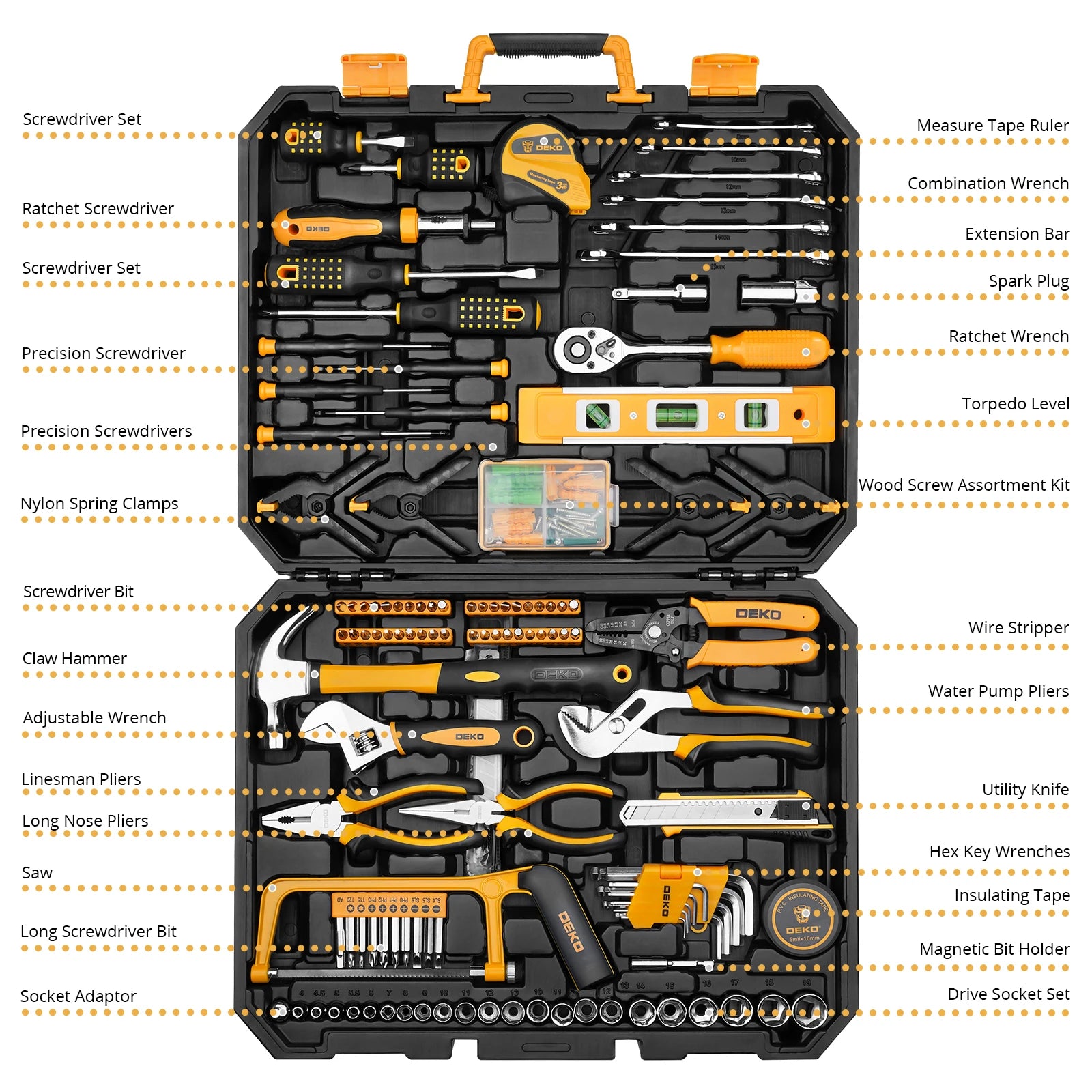 228Pcs Combination Tool Kit with Plastic Toolbox Storage Case