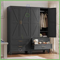 71" Metal Wardrobe Cabinet with Hanging Rod, Adjustable Shelves