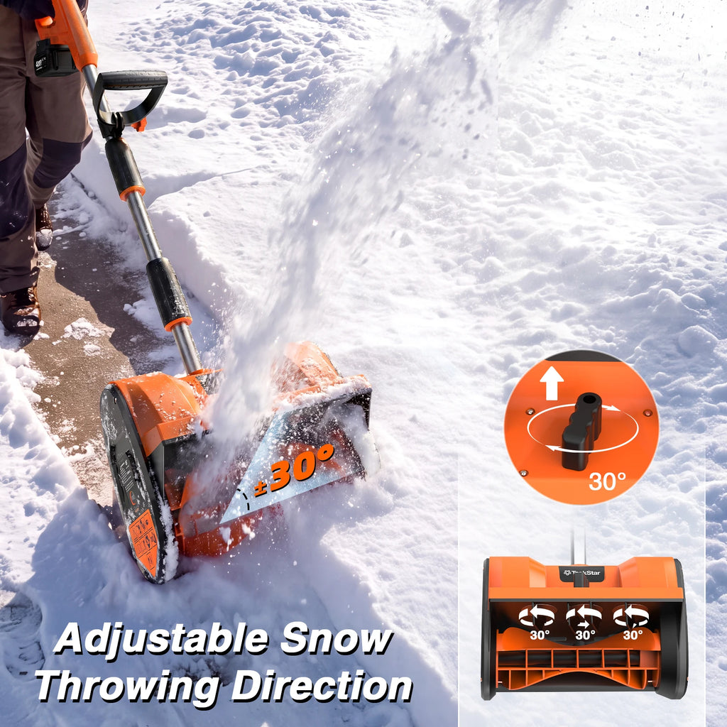 Electric Snow Shovel 900W Brushed Motor 20V Cordless Snow Blower 2*4000mAh Rechargeable Battery Powered Handheld Snow Thrower