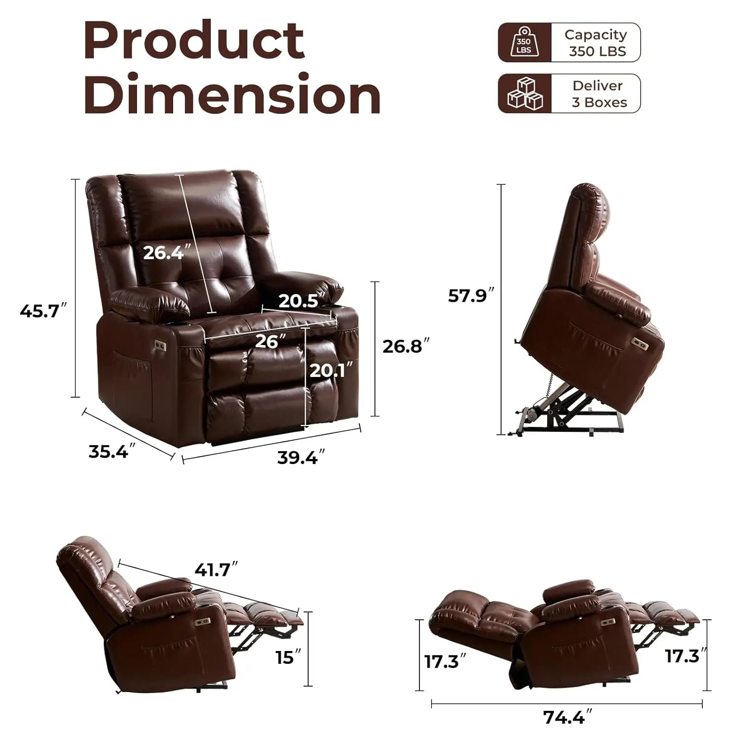Dual Motor Power Lift Recliner Chair fFor Elderly