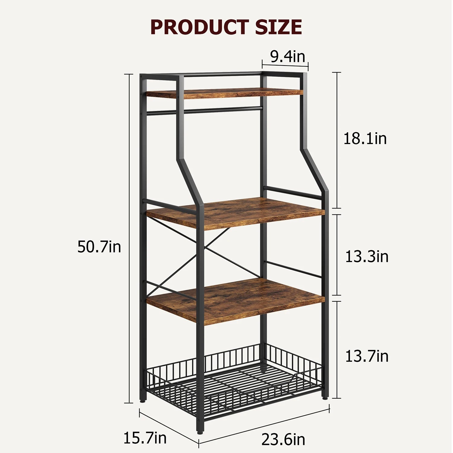 Kitchen Bakers Rack, Utility Storage Shelf