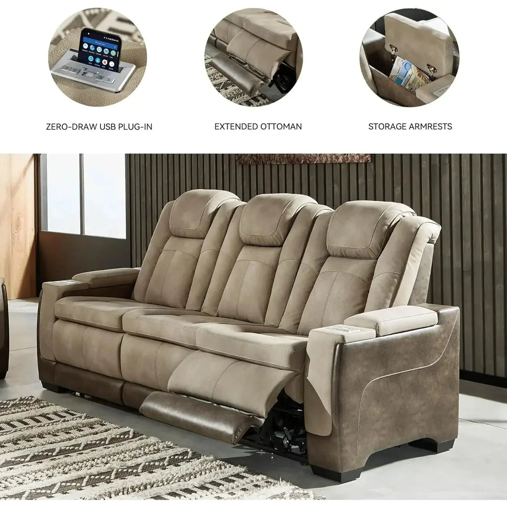 Power Reclining Sofa with Adjustable Headrest