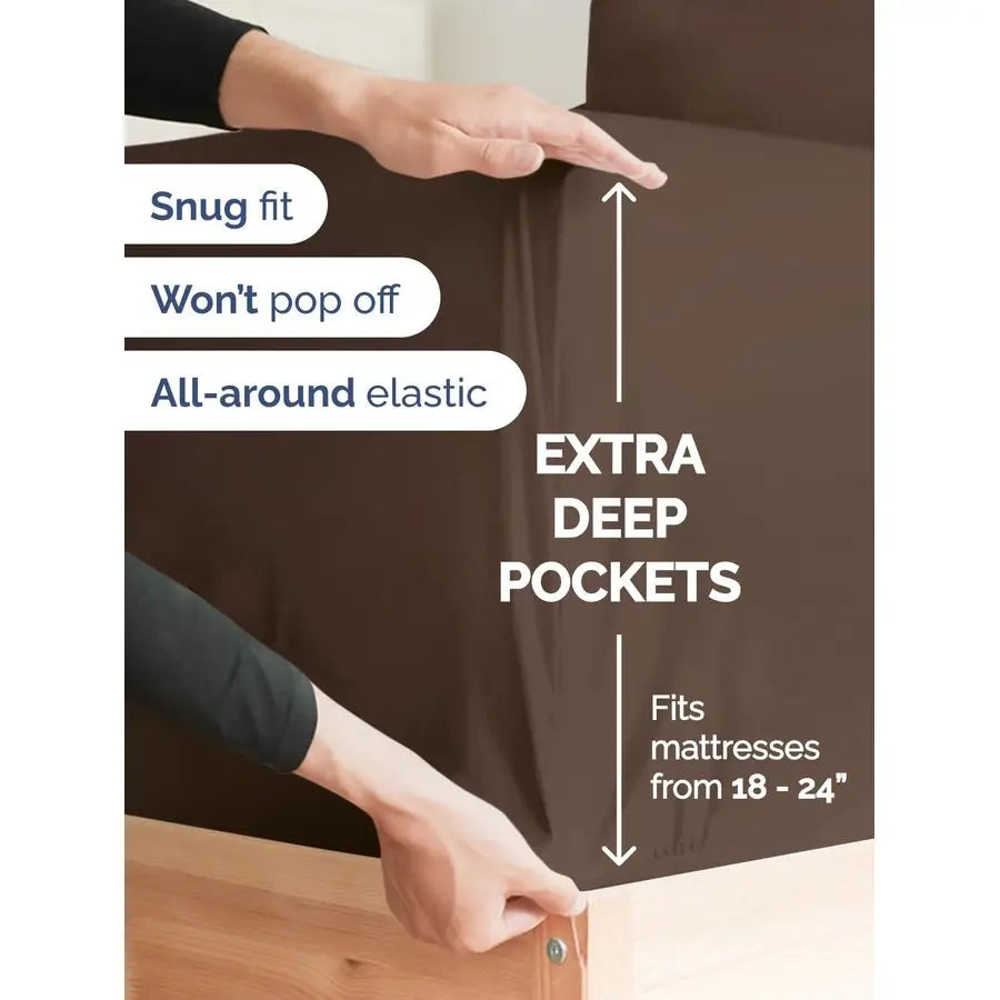 Deep Pocket Queen Sheet Set, Cooling Bed Sheets, Wrinkle Free