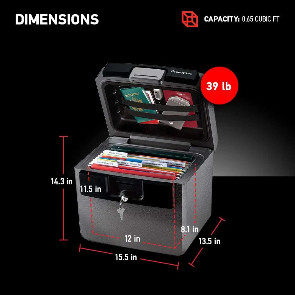 Fireproof Waterproof Document Safe Box with Key Lock
