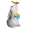 Solar Bunny Statue Garden Decor with Butterfly LED Light