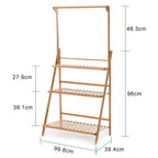 70/100cm Bamboo Plant Stand Folding 3 Tier Flower Pot Display Shelf Indoor Outdoor Ladder Garden Rack