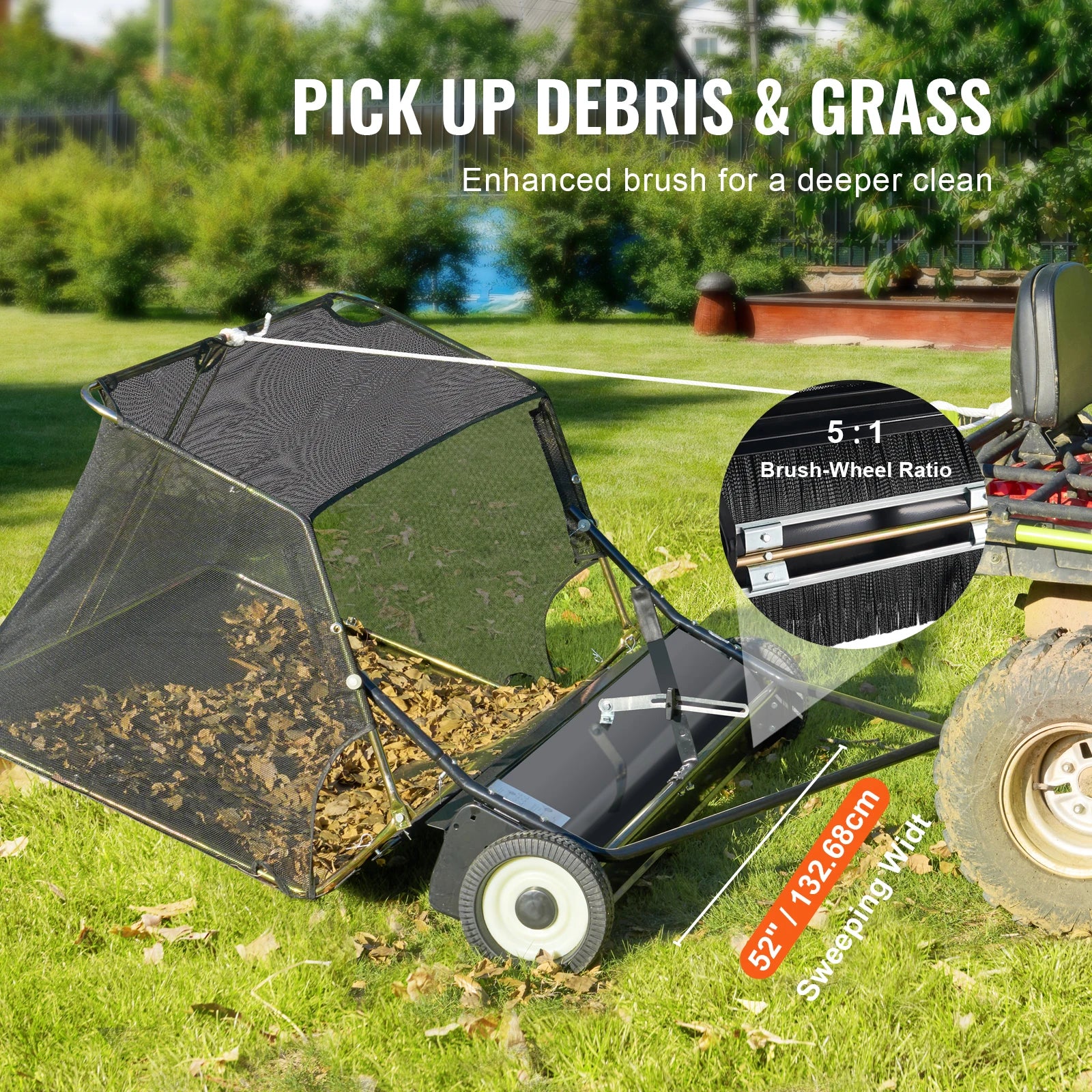 26cuft Large Pull Behind Heavy Duty Leaf Grass Collector