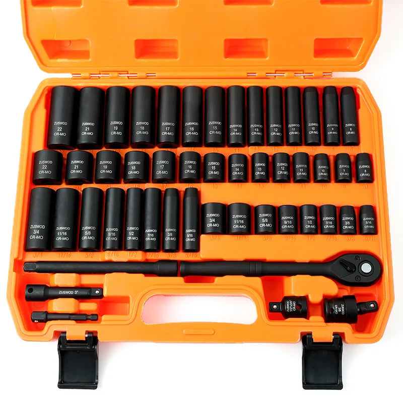 Ratchet wrench impact socket tool set, 3/8 inch drive, CR-V material, high-end professional car repair tool, one-stop solution for home car, motorcycle, bicycle and other repair projects, preferred by DIY enthusiasts