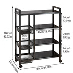Multi-functional removable cabinet storage rack, 4 layers of black metal rack, multi-layer vegetable and fruit storage rack