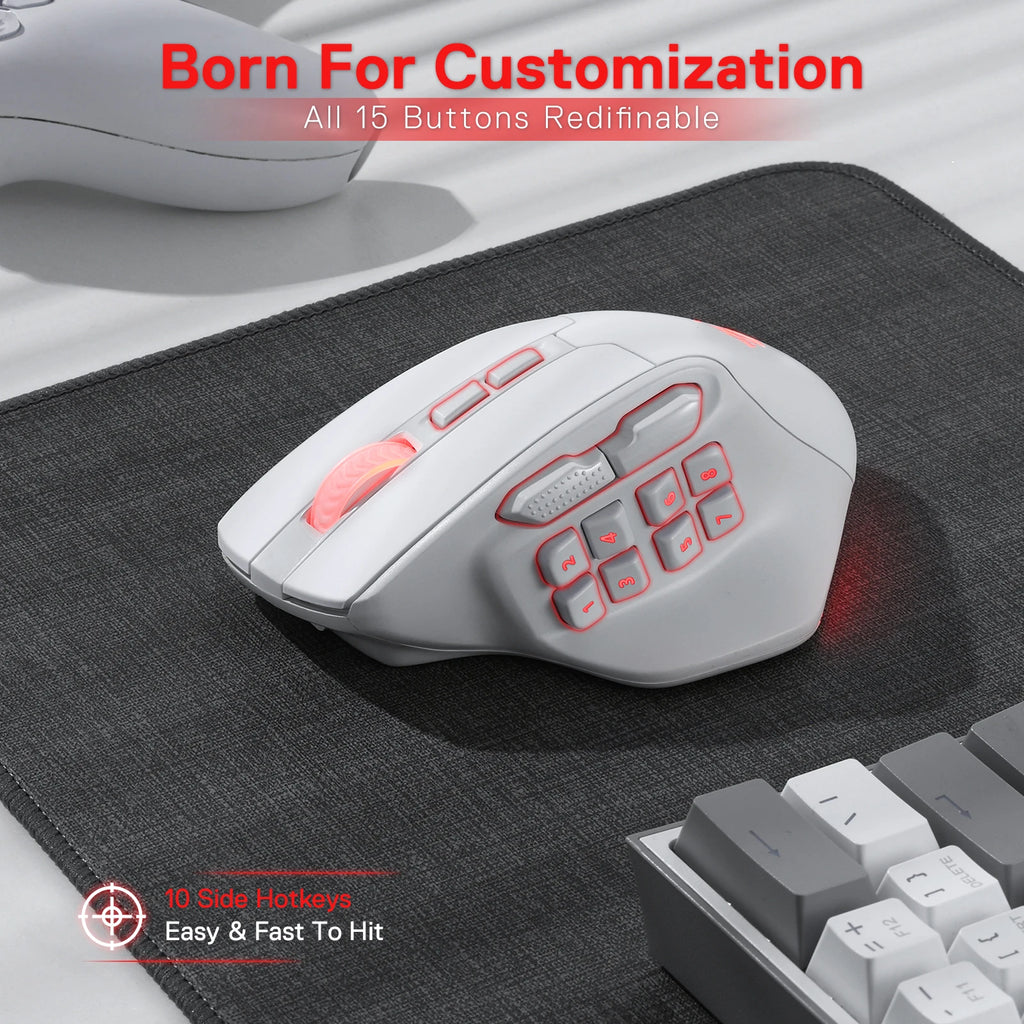 Wireless, Programmable Buttons RGB Gamer Mouse, 10 Side Macro Keys
