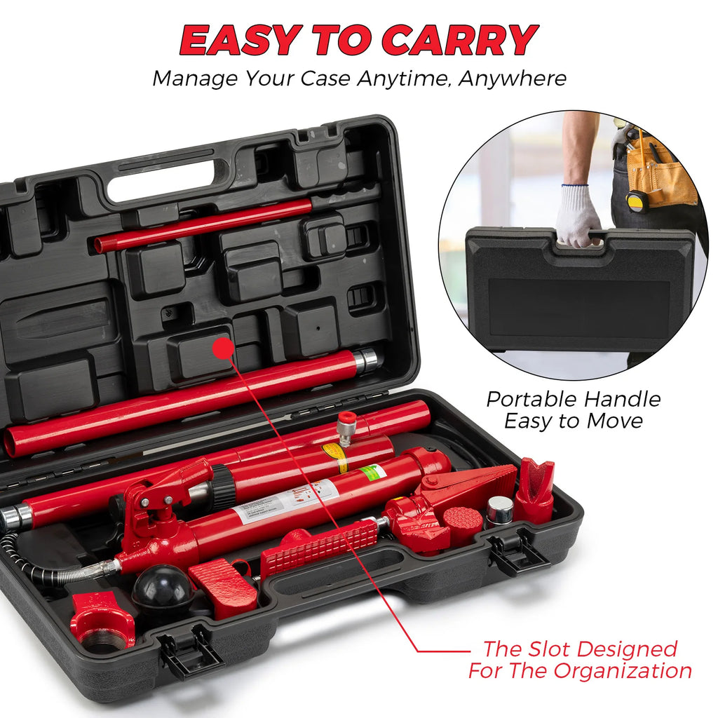 12 Ton Portable Hydraulic Jack Kit–26,455 Lbs Capacity, 4.6Ft Hose, Storage Case