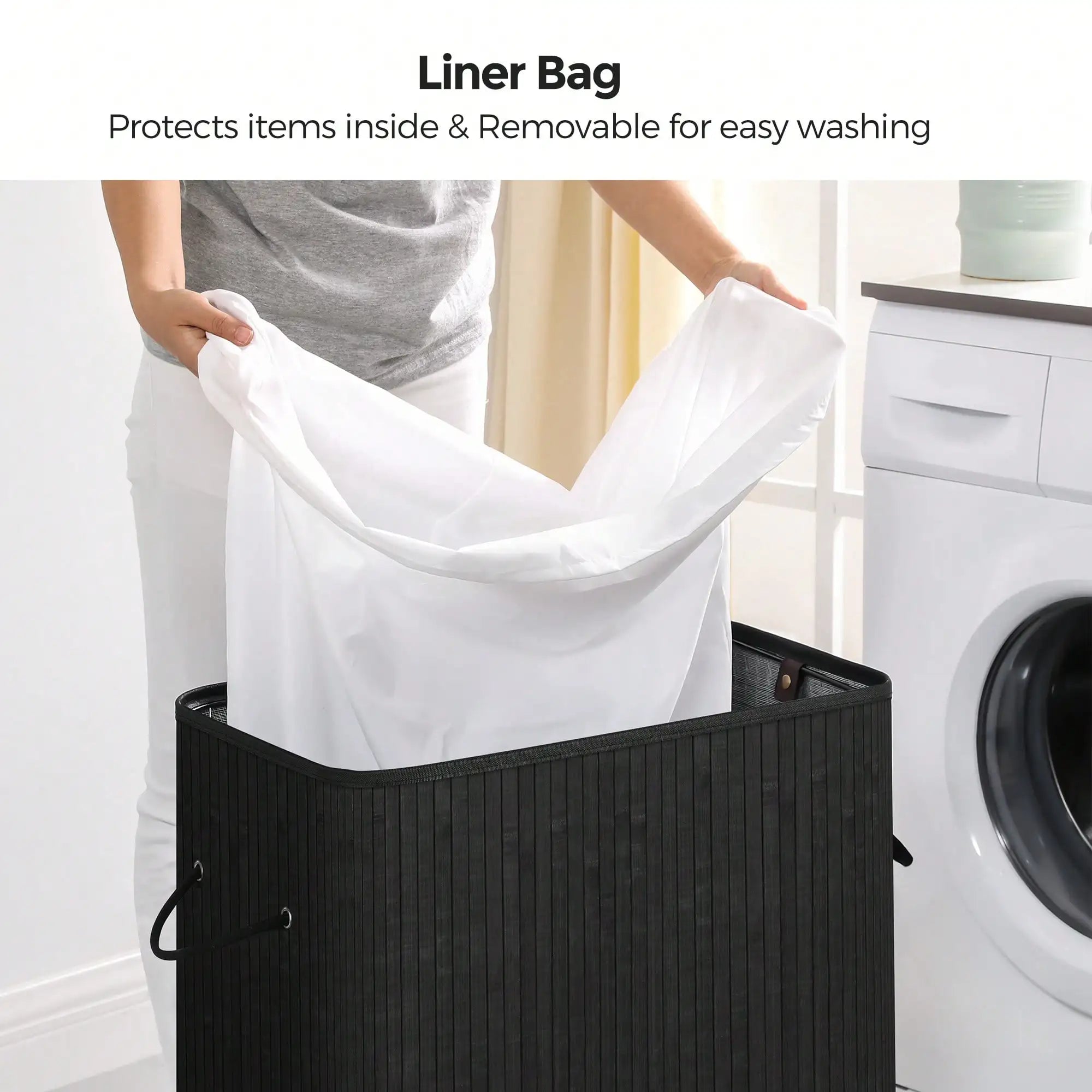 26.4 Gallon Bamboo Laundry Hamper With Lid