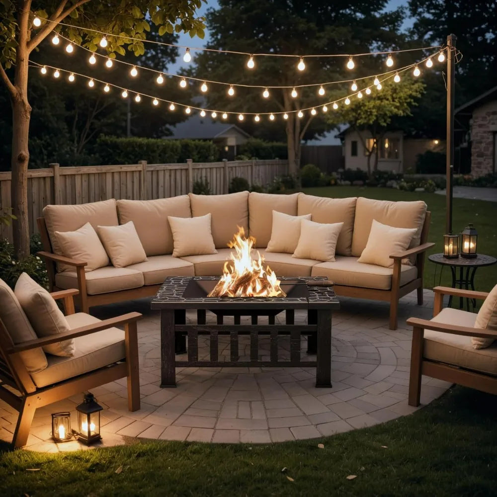 Devoko Outdoor Fire Pit, 32 Inch Firepit Table Metal Outdoor Fireplaces with Waterproof Cover