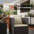 3 Piece Patio Furniture Set, Folding Wicker Bistro Furniture Sets, Brown