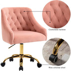 Modern Velvet Office Chair Height Adjustable Mid-Back
