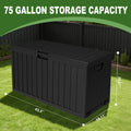 75 Gallon Heavy-Duty Waterproof Outdoor Storage Box with Flip-Top Lid