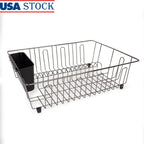 Large Wire Drying Rack with Cutlery Cup, Rust Resistant Metal