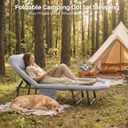 Adjustable Folding Camping Bed with Mattress Lightweight with Carry Bag 6 Angle Foldable Camping Bed for Camp Outdoor Supports 450 lbs