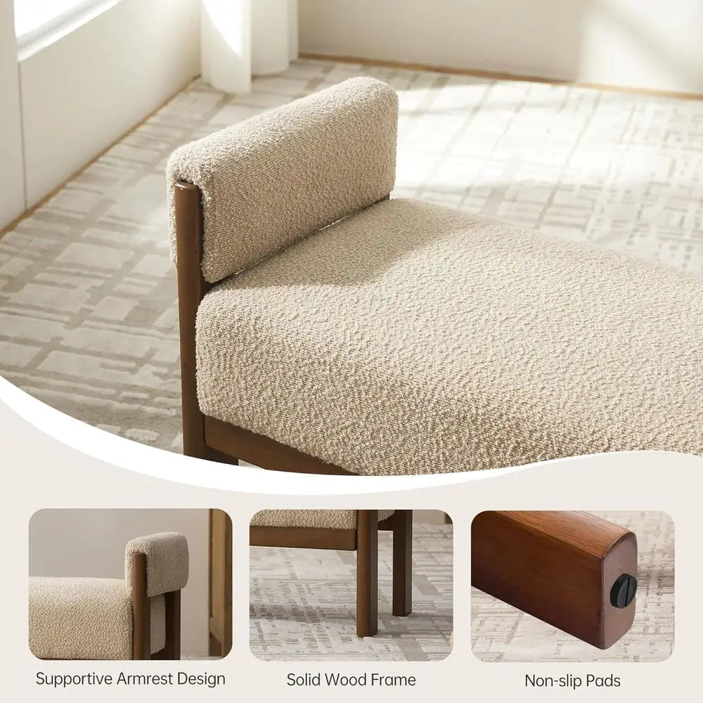 51.8” Modern Upholstered Bedroom Bench with Arms