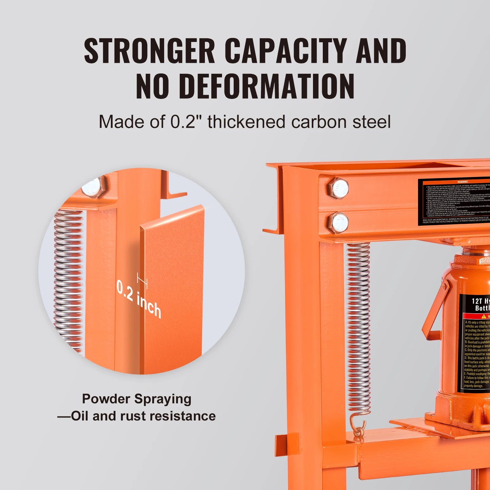 Hydraulic Shop Press 6/12T H-Frame Adjustable Hydraulic Floor Press w/ Plates Heavy Duty