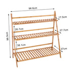 70/100cm Bamboo Plant Stand Folding 3 Tier Flower Pot Display Shelf Indoor Outdoor Ladder Garden Rack