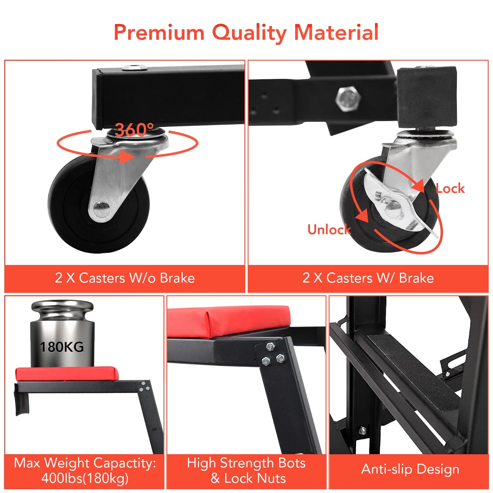 Thick Padded Deck Foldable Car Creeper 400 lbs Capacity