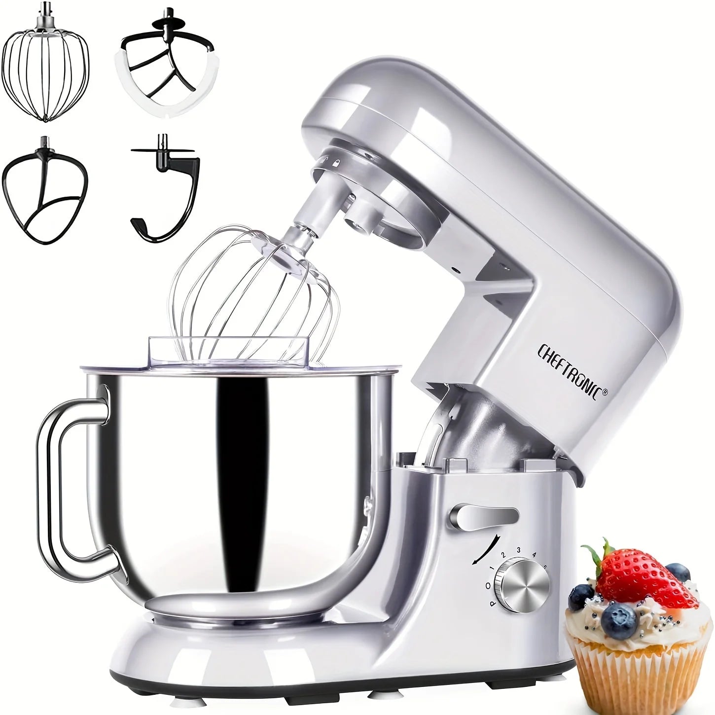 6 Speed Stand Mixer with 7 Quart Stainless Steel Mixing Bowl, Dough hook, Egg whisk